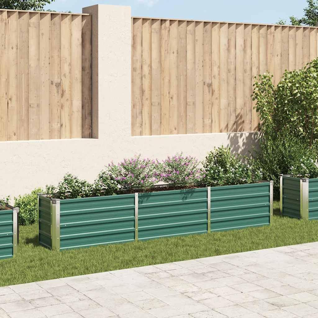 vidaXL Arriate de Jardín Macetero Caja para Plantar Plantas Macetas de Patio Exterior Acero Galvanizado Verde 240x40x45 cm
