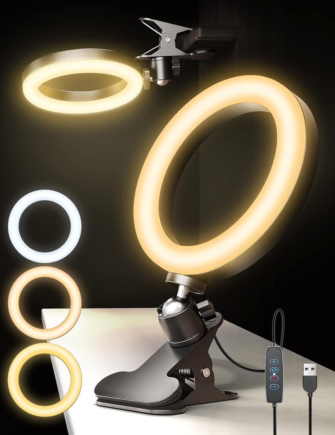 6.3” Video Conference Ring Light with Ultrawide Clip, 360° Rotatable
