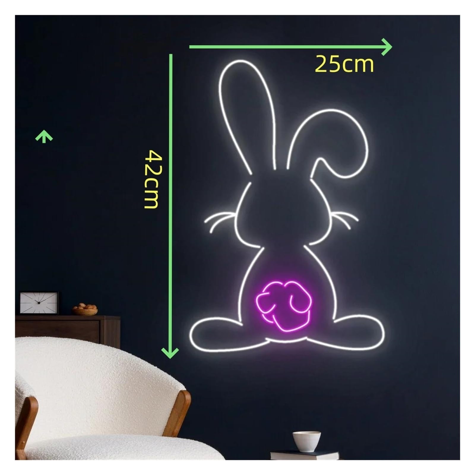 Per coniglio per insegna al per neon per luci a LED alimentate tramite per USB per carina decorazione da parete lampada notte