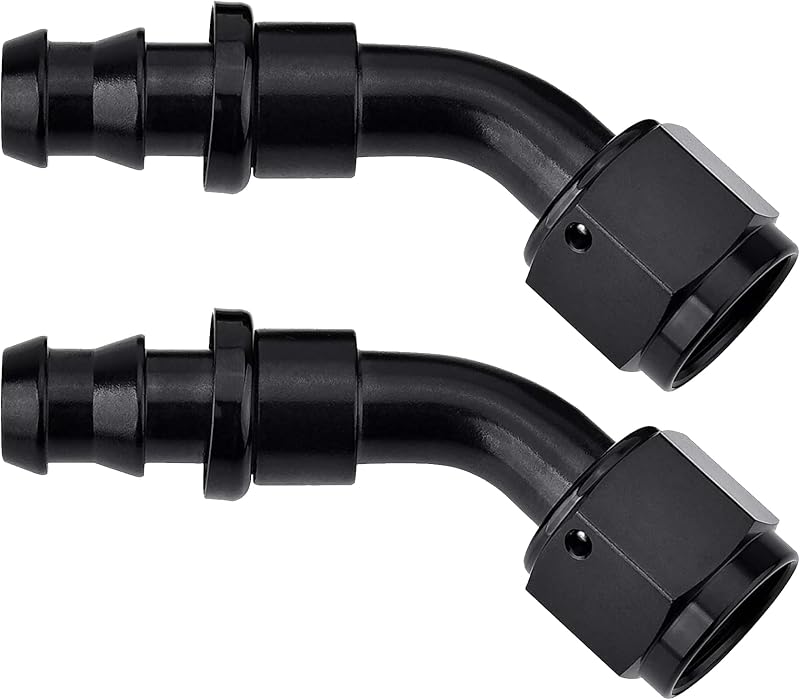 Conector para Mangueira de Combustível EVIL ENERGY 8AN Push Lock 45° em Alumínio – 2 unidades
