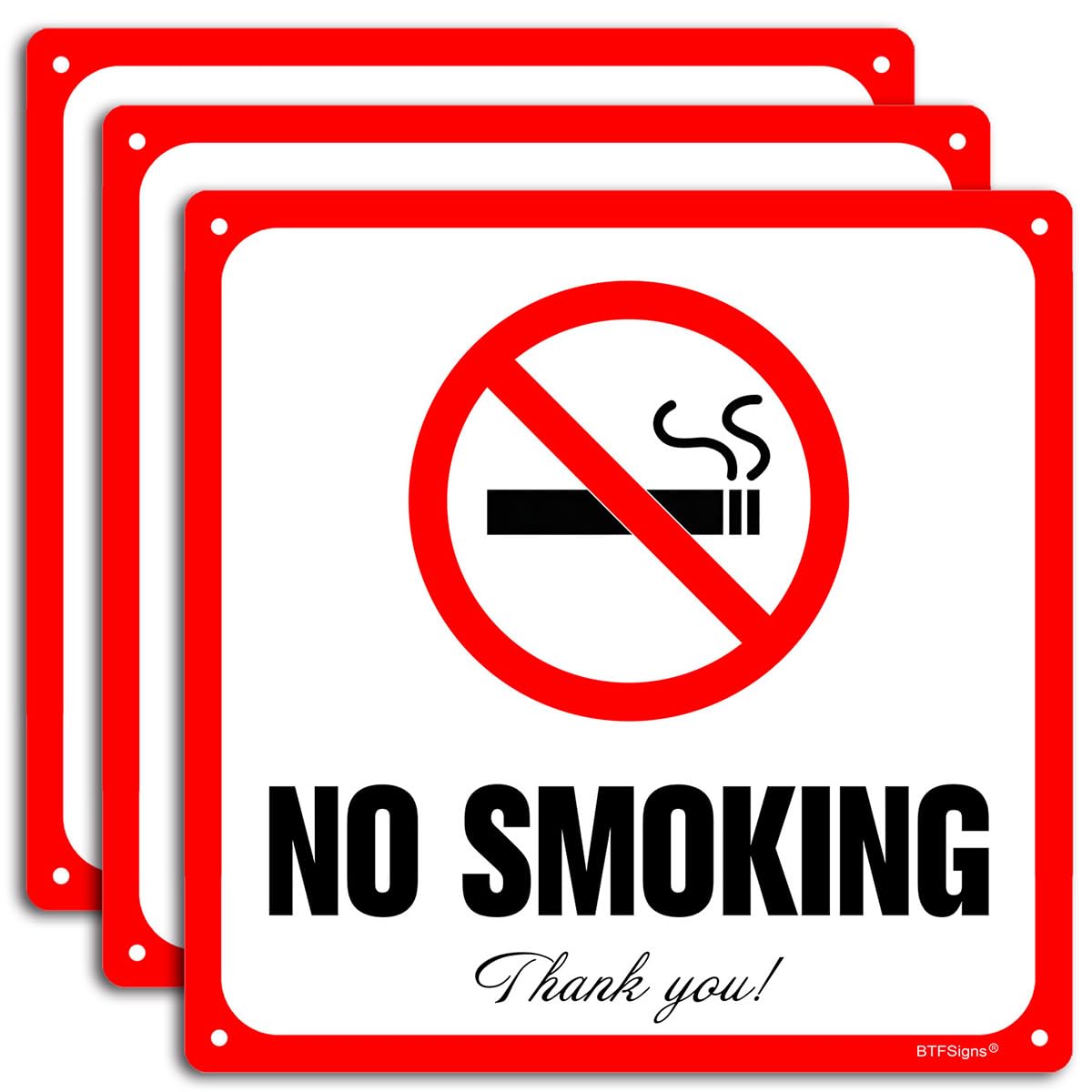 (3 pack) No Smoking Within 25 Feet Of Building Entrance Sign, 8"x12" Aluminum Signs Do Not Throw Cigarette Butts on The Ground