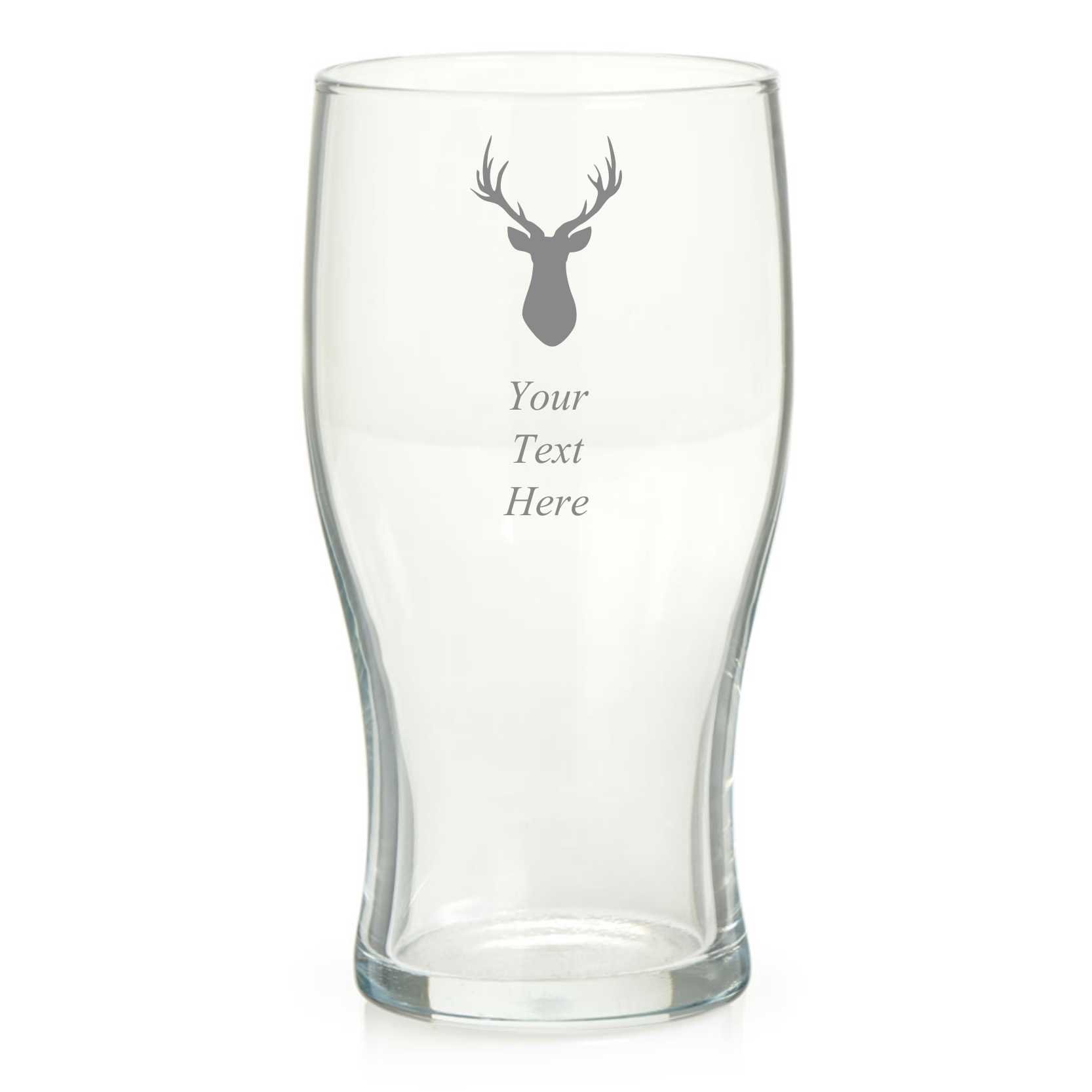 Personalised Engraved Stag Image Pint Glass