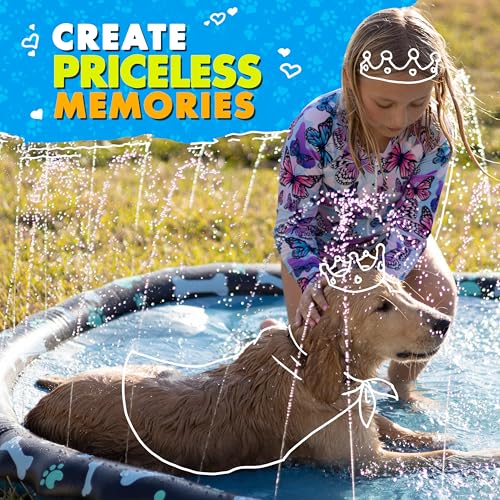 Image of SplashEZ Non Slip Splash Pad for Kids & Dogs, 89'' Extra Large Splash Pad Sprinkler for Kids, Dog Water Summer Toys - Great Outdoor Toys for Toddlers 1-3 & Children Ages 4-8, Baby Pool for Backyard