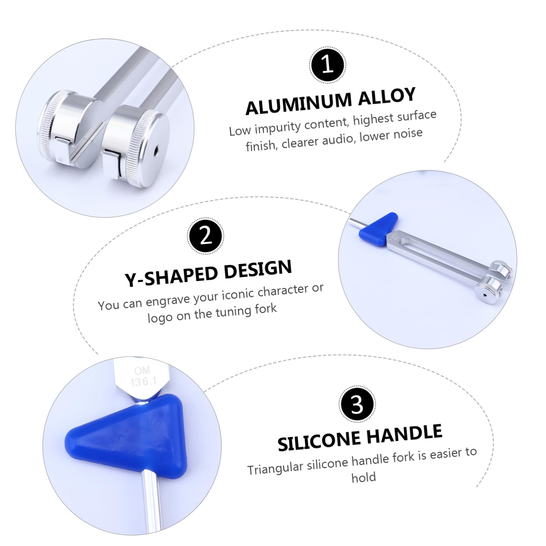 Parliky Tuning Fork Yoga Set 2-point Vibration Y-design Aluminum Healing Forks Storage Bag Random