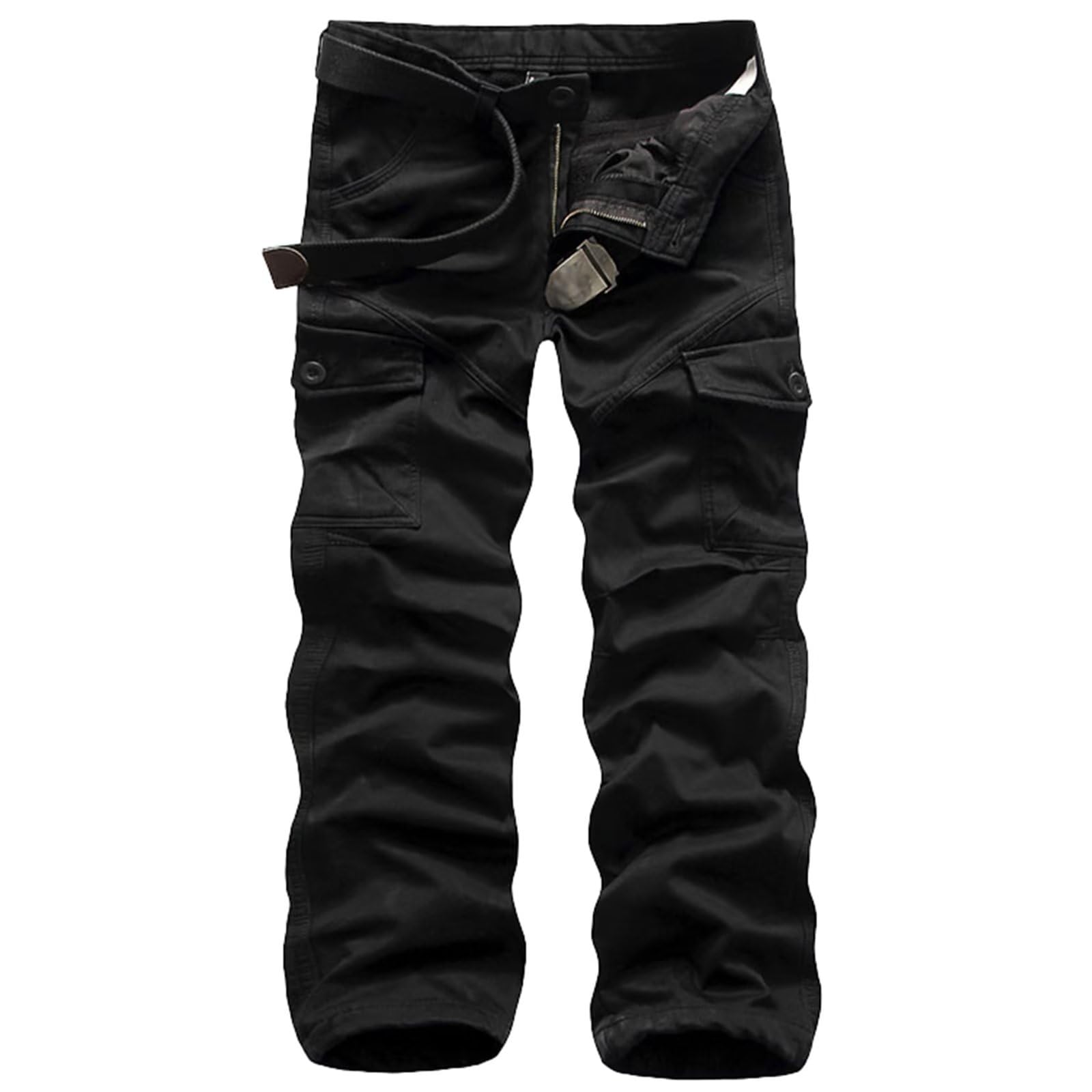 Mens Warm Fleece Lined Cargo Trousers Combat Work Trousers Thermal Pants for Hiking Walking Skiing,6 Pockets