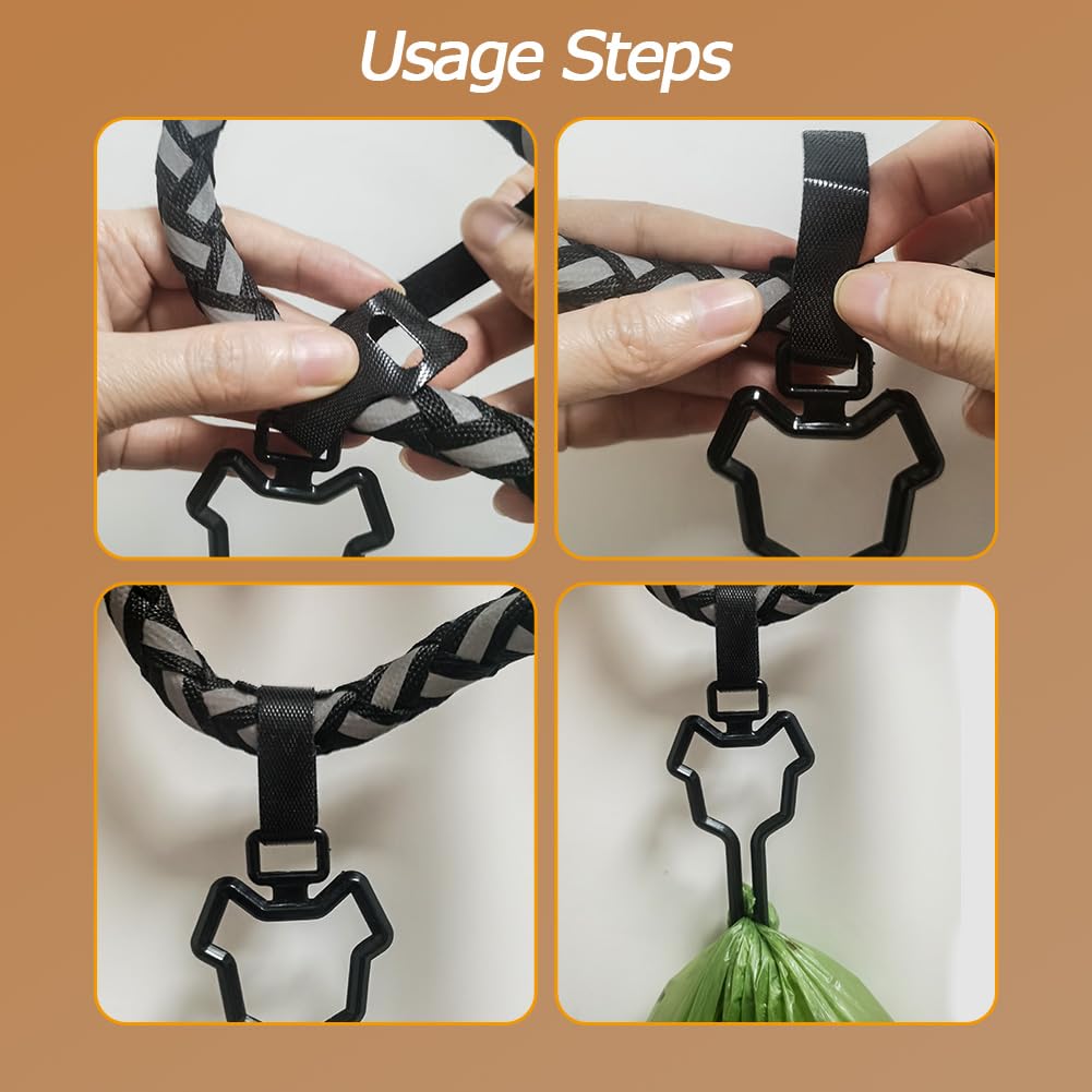 Soporte para bolsas de excrementos de perro, soporte para bolsas de basura, soporte para bolsas de excrementos de perro, soporte manos libres (paquete de 6, negro)