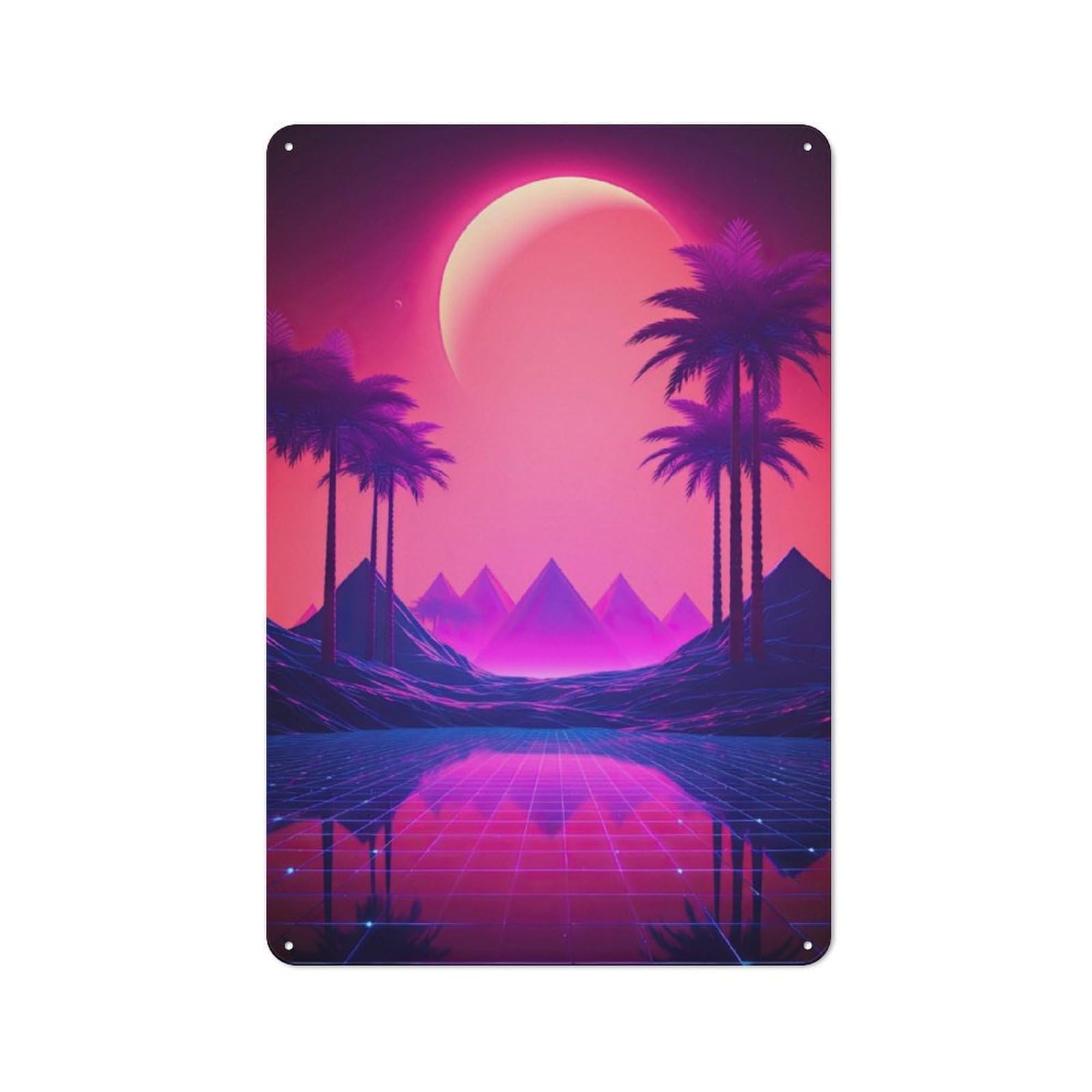 Junmoney Shining Ascents Synthwave Retro Tin Wall Plaque 30X20cm For Home Office Or Studio, Wall Decoration For Home Offices And Studios