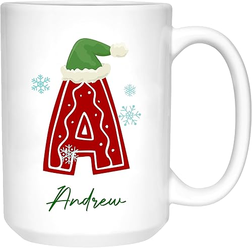 Tazas de café con iniciales de Navidad 2023, tazas de café con monograma, tazas de Navidad personalizadas con nombres, taza de café para niños,