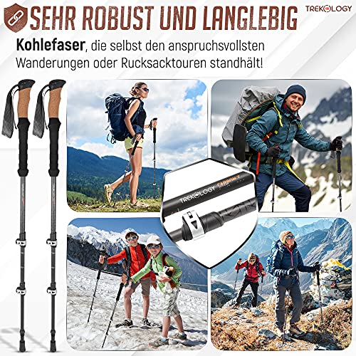 Trekology Wanderstöcke Carbon Teleskop, Trekkingstöcke, Nordic Walking Stöcke Verstellbar für Damen Herren, Ultraleichte… - Image 5