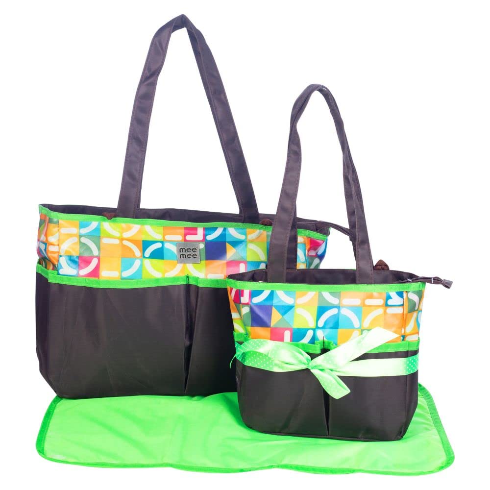 Mee Mee Nursing Diapers Bag |Adjustable Strap,Water&Stain Resistant BackPack |Spacious Bag With Multi Pockets for Keeping Milk Bottle with Diaper Changing Mat |All Baby Essentials In1 Bag(Green/Brown)-image-31