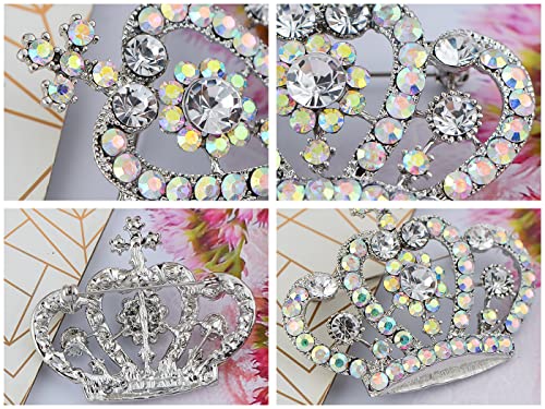 Image of Alilang Amethyst Purple Multi-Colored Crystal Rhinestone Royal Princess Queen Crown Brooch Pin