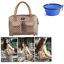 Hubulk Dog Carrier Bag Pet Tote Bag Doggie Handbag Cat Purse Puppy Pouch, Free Collapsible Dog Bowl Included M Khaki