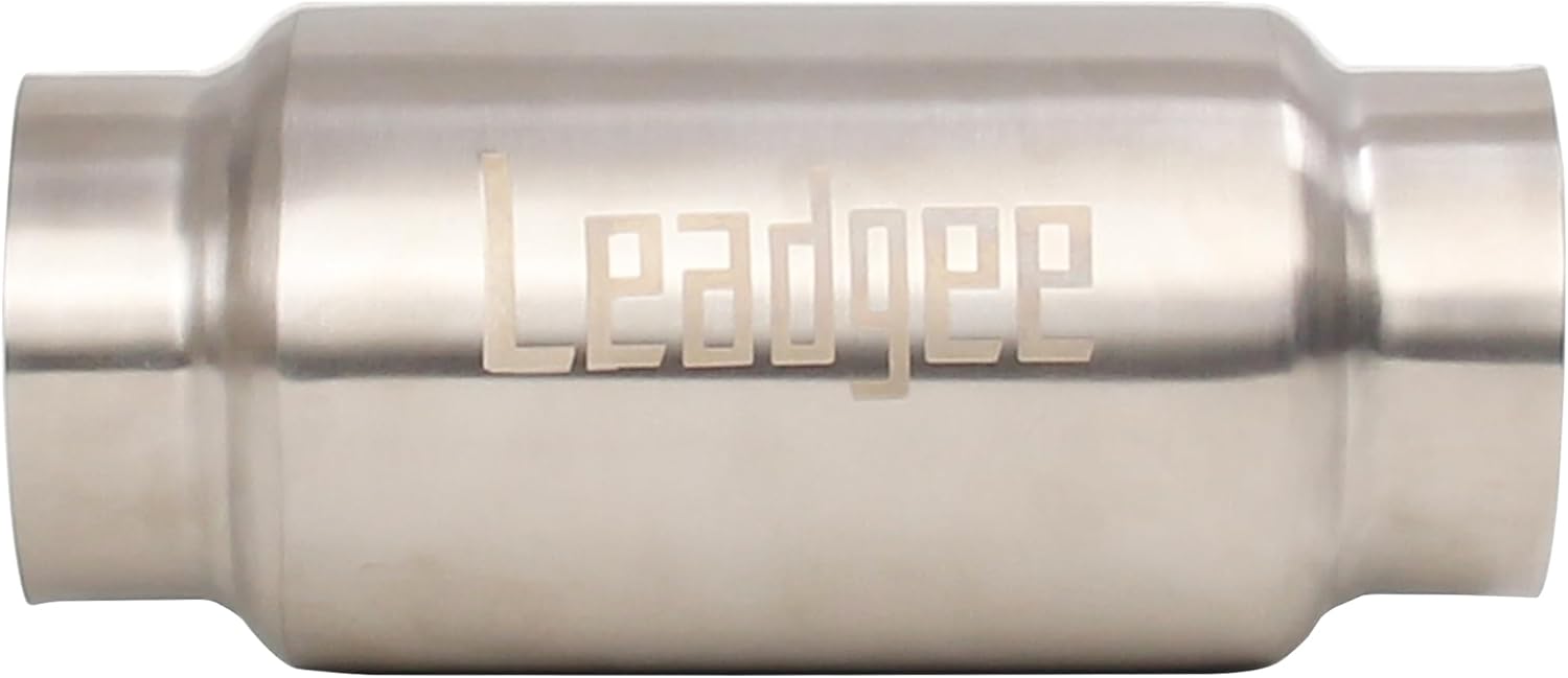 3 Inlet & Outlet Exhaust Resonator, 9 Overall Length Center Straight Through Stainless Steel Muffler,Polished