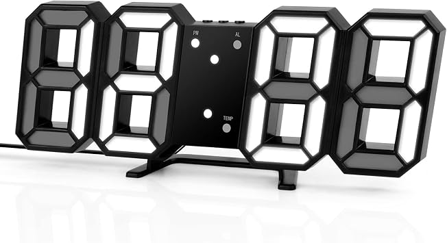 3D Digital Alarm Clock for Bedrooms, LED Desk USB Electrify Digital Wall Alarm Clock for Office Home Living Room
