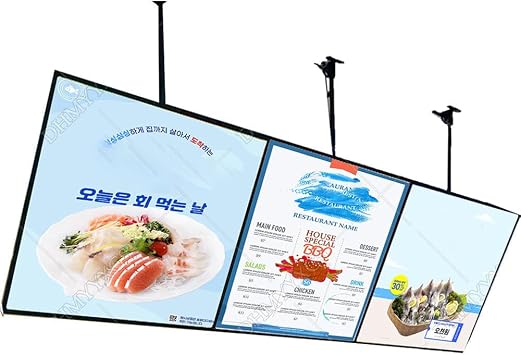 Restaurant Cafe Shops Wall Mounted Billboard Cafe Shop,50-100cm Height Adjustable LED Backlit Menu Board Screen,Menu LED Light Box,Mit Retractable Bracket 0-90 Rotatable 30x40cm