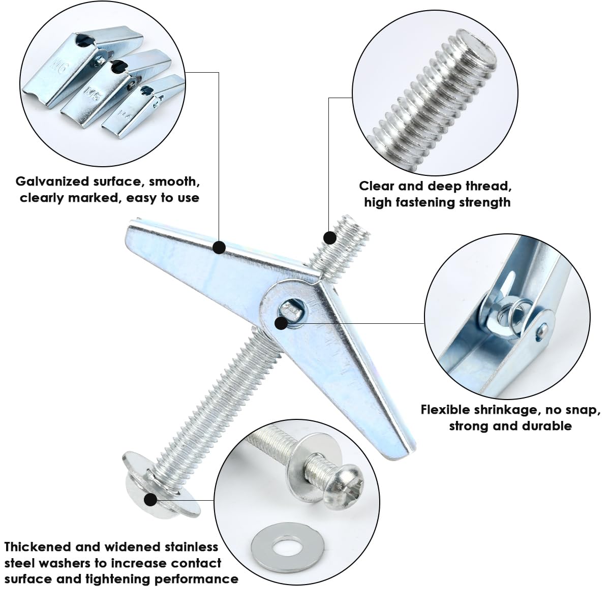 Set Tasselli Per Cartongesso - 32 Pezzi Con Viti A Ginocchiera, Per Pareti Cave E Mattoni - Foto 10