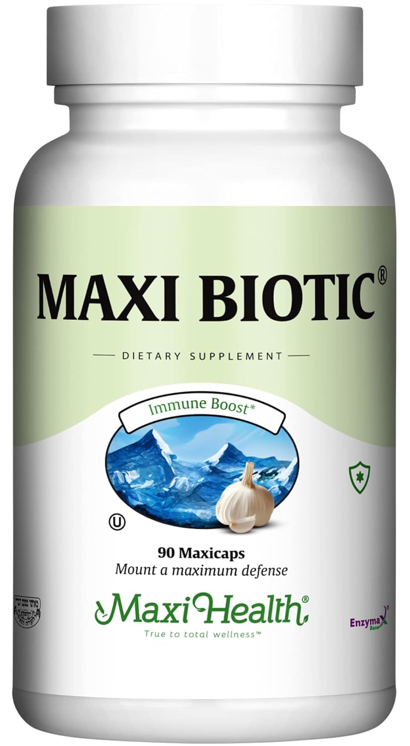 Maxi Health - Maxi Biotic Extrato de Alho Envelhecido em Cápsulas (90 Contagem) | Suplemento de Alho Kyolic com Spirulina, Echinacea, Orégano e Enzymax - Antioxidante Natural - Suporte ao Bem-Estar