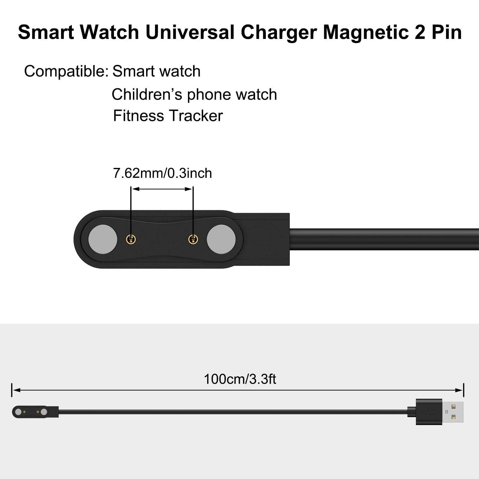 Vanjua 2er-Pack für Bark Smartwatch-Ladegerät, magnetisches USB-Ladekabel