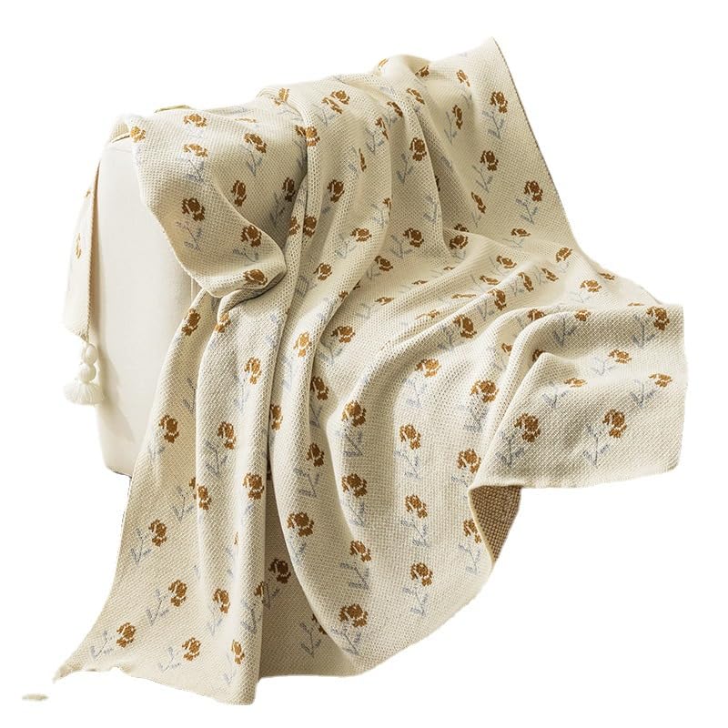 Couverture tricotée florale pour canapé et sieste moderne