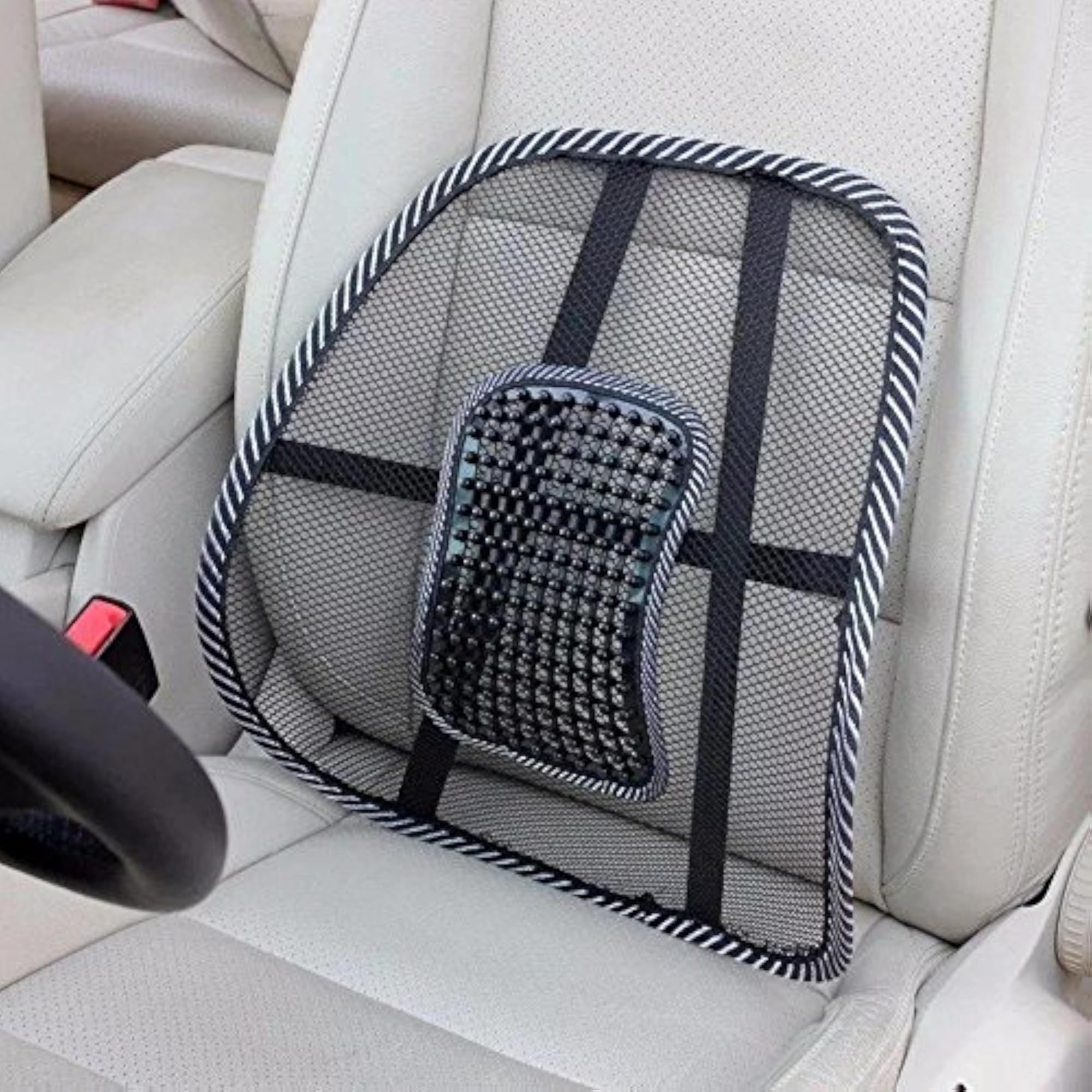 Mesh Ventilation Nylon Back Rest with Lumbar Support Cushion Pad