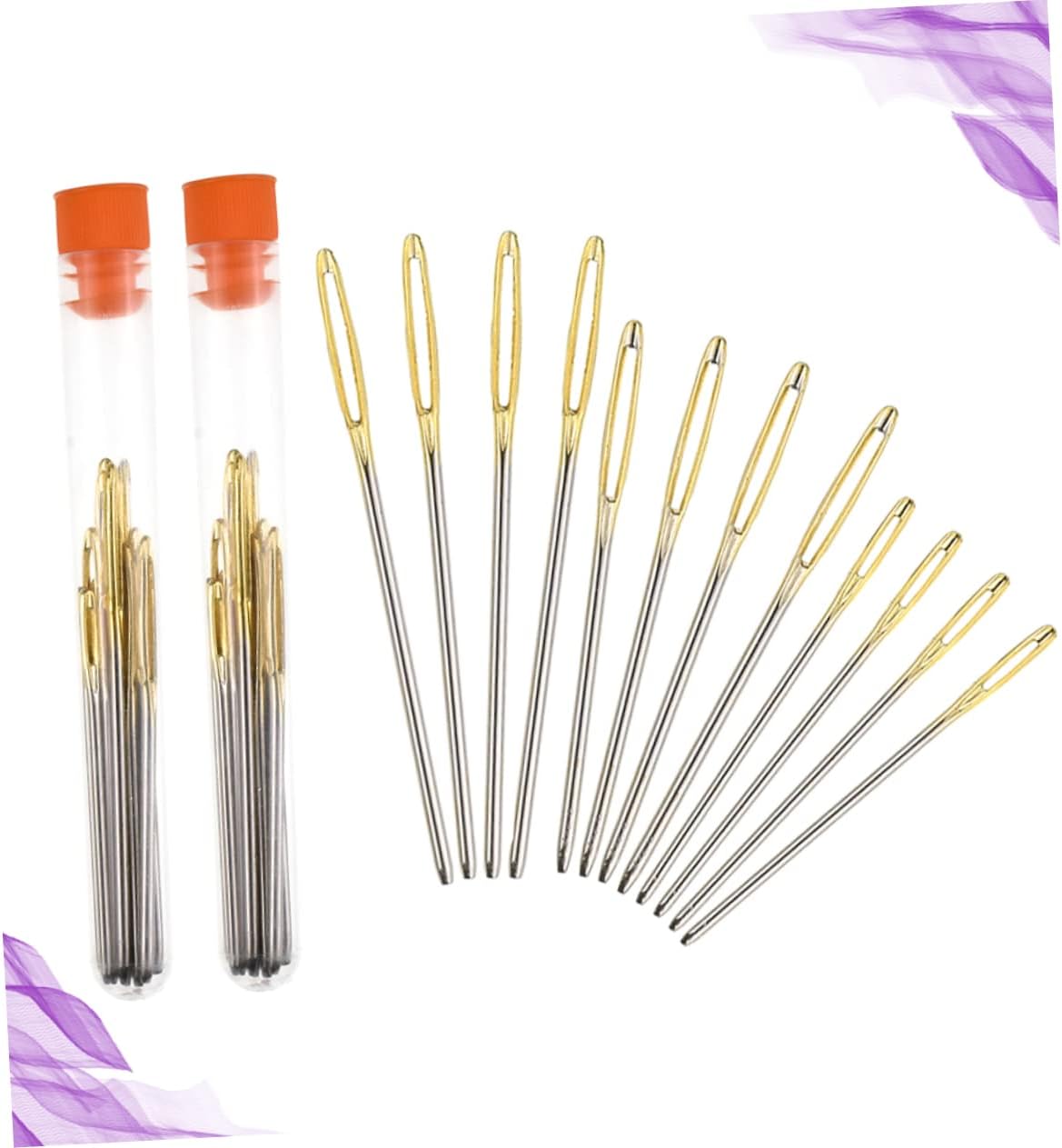 SEWOART 2sets Blunt Needles for Weaving Stainless Steel Knitting Needles with Storage Color Design for Easy Threading and Use for Sewing and Knitting Projects