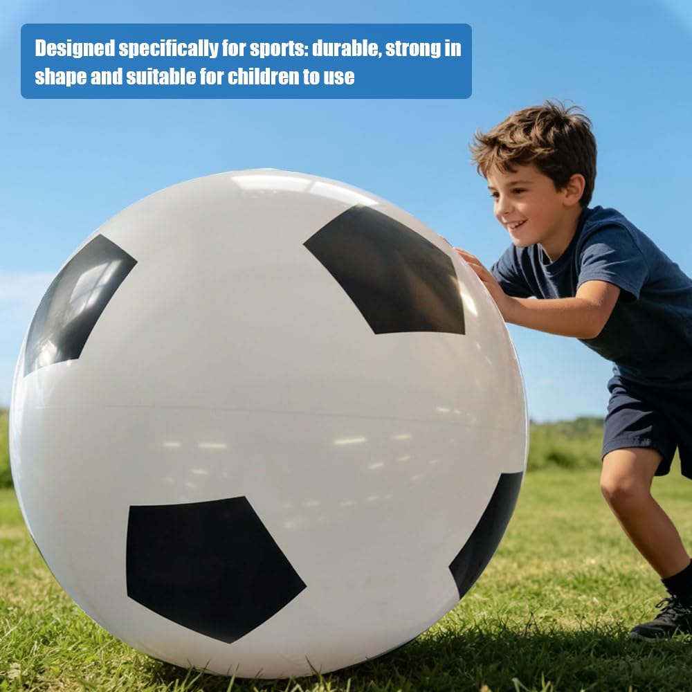 Ballon De Foot Gonflable Géant 100 Cm – PVC Robuste, Pompe Incluse – Intérieur, Extérieur, Plage Et Jardin