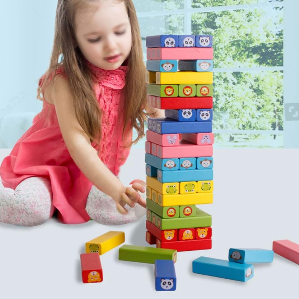 Gioco della Torre Cadente Legno Colorata Montessori