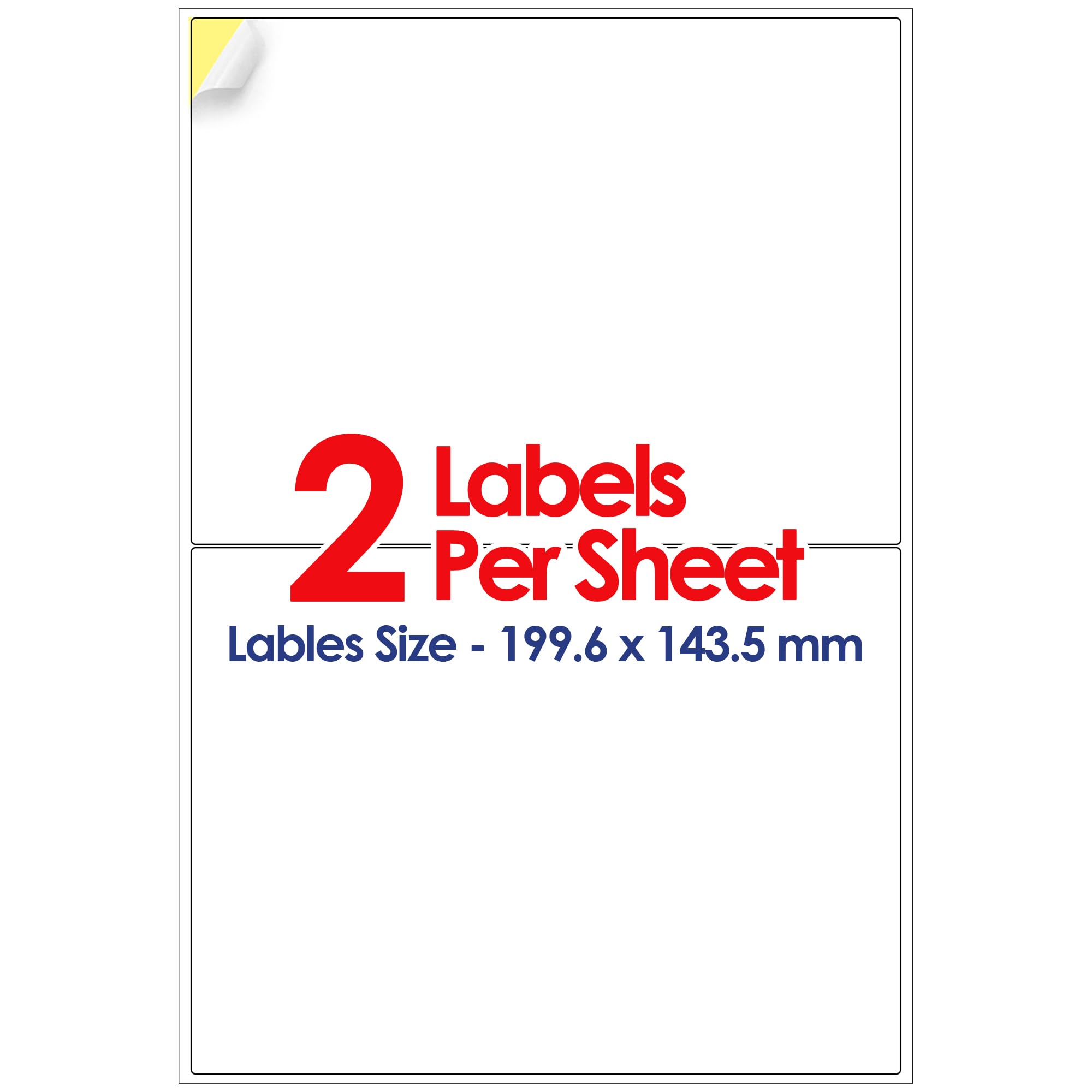 YUNJU A4 Self Adhesive Address Labels, 2 Label Per Sheet, 20 Sheets, (199.6 X 143.5 MM) 40 Labels