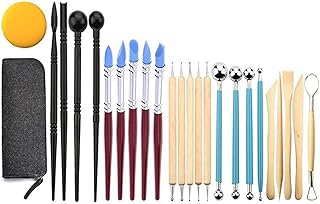 KKcare 25 pcs Ferramentas de argila de polímero Kit de ferramentas de escultura em argila de modelagem Ferramentas de escultura em cerâmica de cerâmica, incluindo ferramentas de pontilhamento de duas pontas