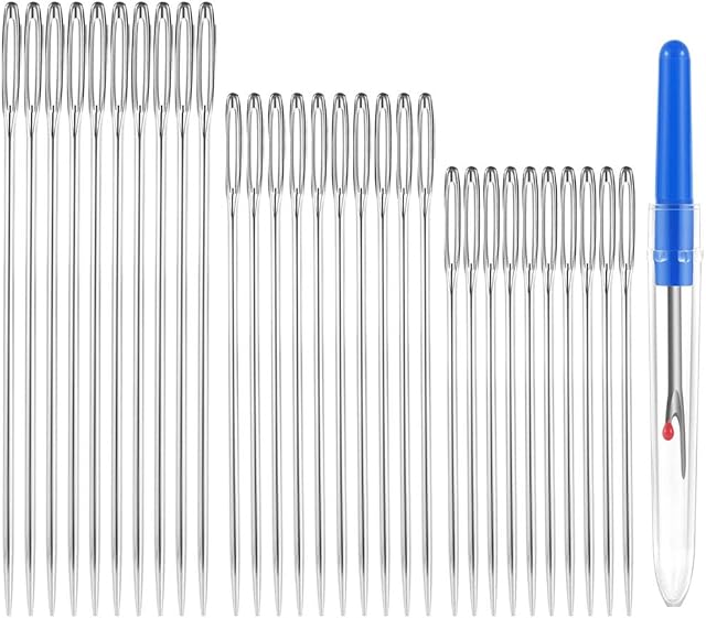 30 Pack Large Eye Needles for Hand Sewing, Big Eye Needles Assorted Sizes, Sewing Needle, Embroidery Needles for Hand Sewing