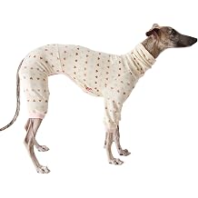 HDKUW Italian Greyhound Sweater, Turtleneck Dogs Outfit Fleece Onesie Clothes,Warm Plush Winter Dog Christmas Pajamas for Afghan Hound Whippet Borzoi Saluki Yellow Pink Heart L