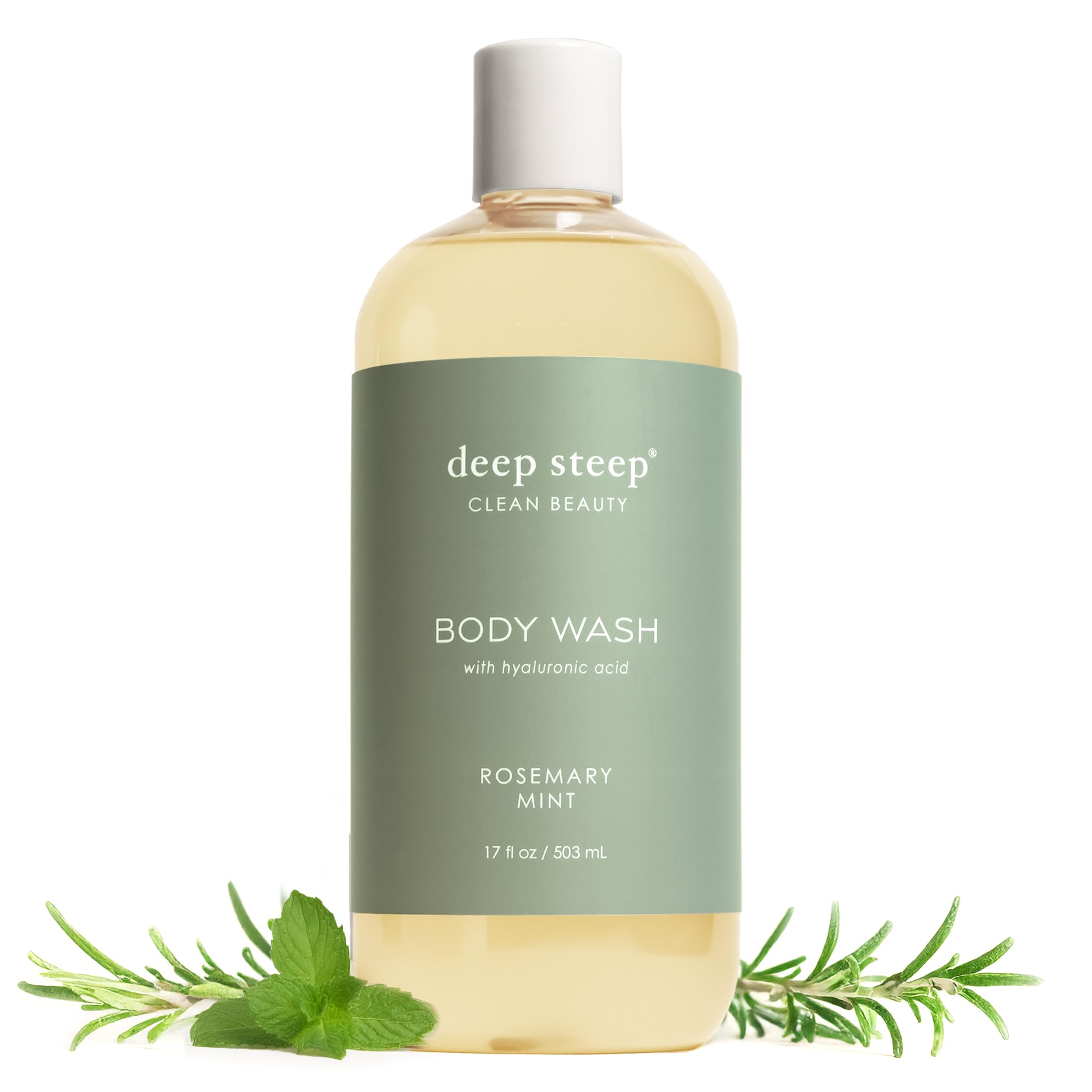 Deep Steep Body Wash, Rosemary Mint, 17 oz – Hydrating Shower Gel with Hyaluronic Acid, Shea Butter, Aloe Vera & Argan Oil – Vegan, Clean Beauty,