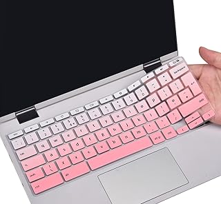 CaseBuy Keyboard Cover for ASUS Chromebook Flip C434 C434TA C433TA 2-in-1 Laptop, ASUS Chromebook C302/C302CA/C423/C425TA/C523NA Skin Protector, EU/UK Keyboard Layout -Ombre Pink