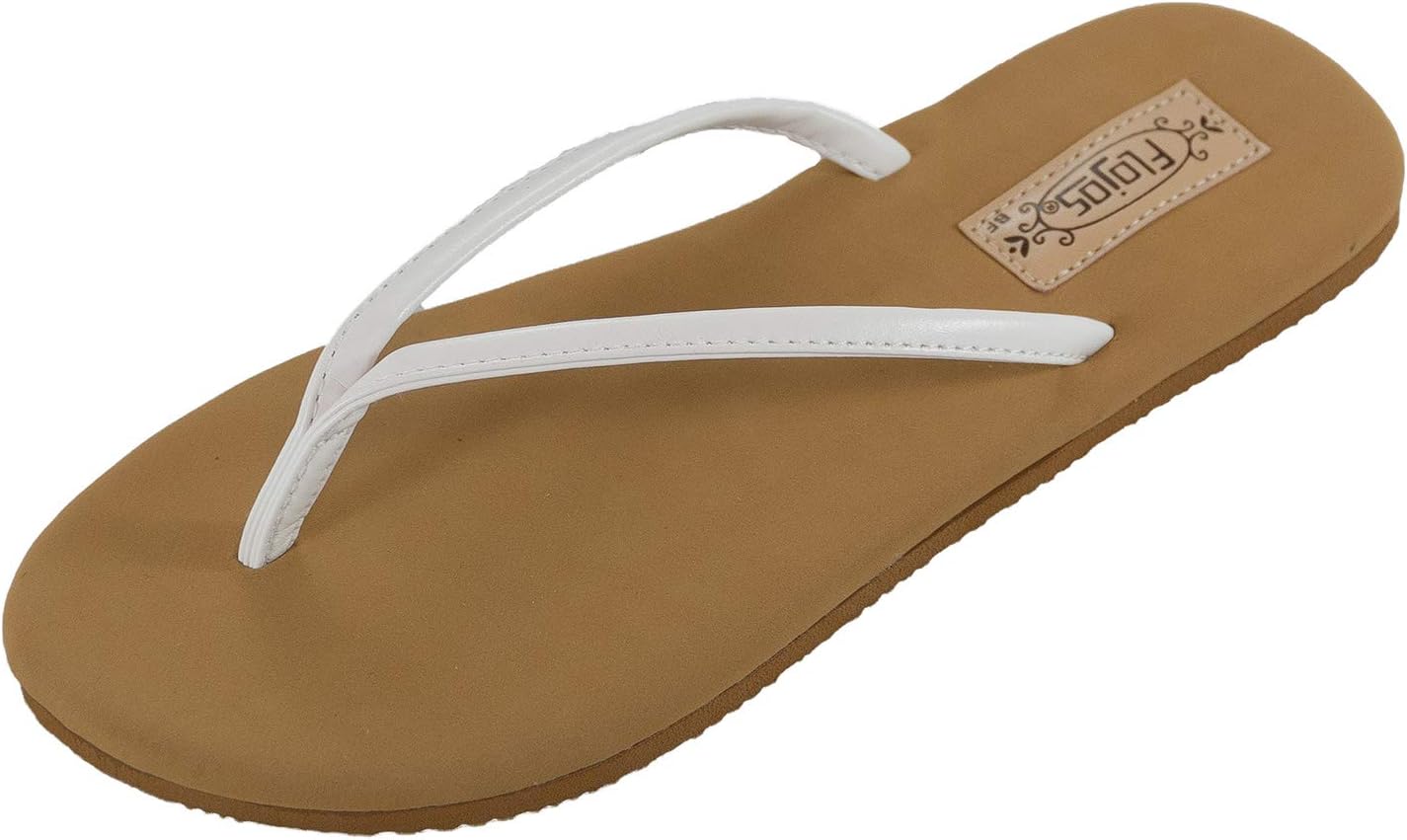 Flojos Women's Fiesta Flat, White/Tan, 11 M US