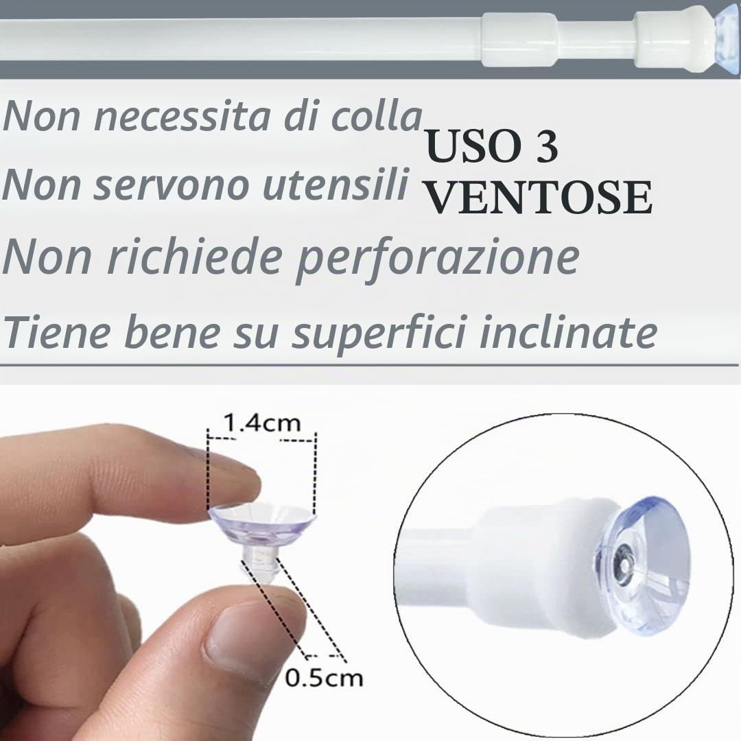 2 unità aste per tende bastoni per tende a pressione Estendibile Bianconon è necessario forare 30-45CM
