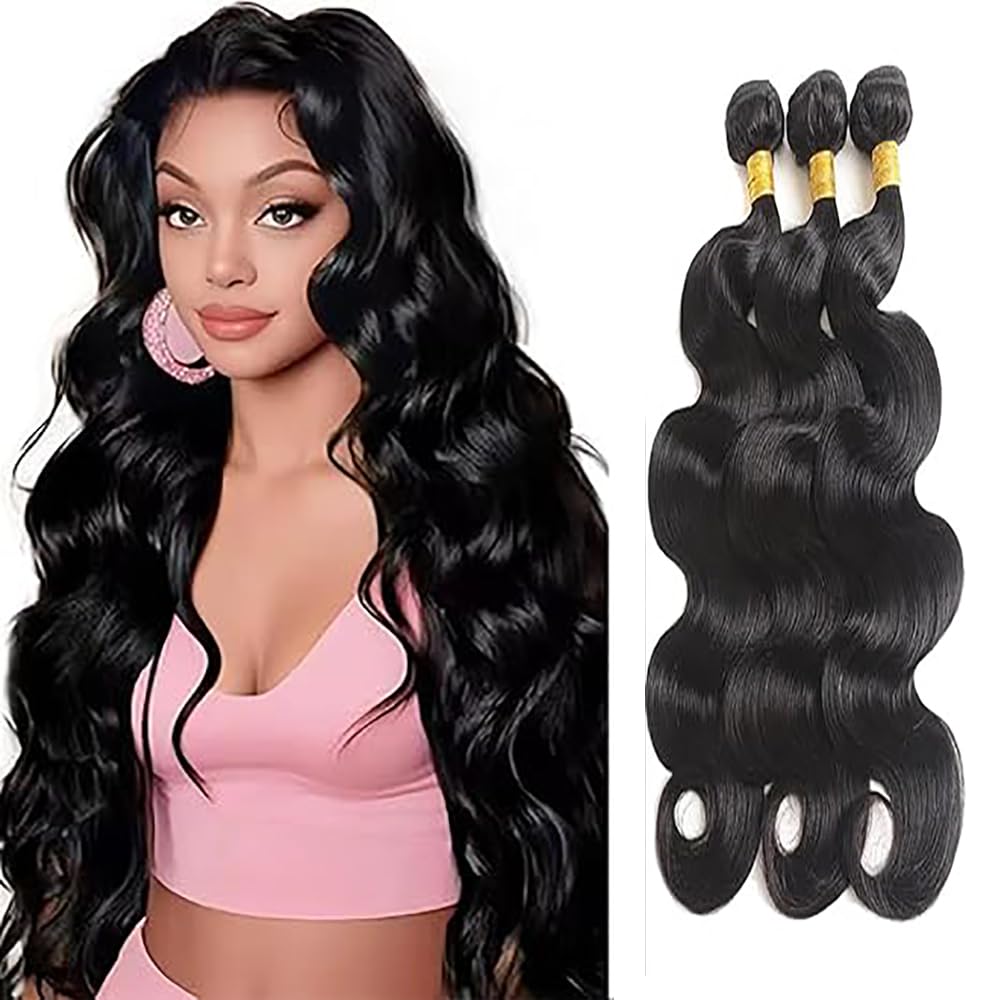 Extensiones de cabello humano Body Wave de pelo humano, mechones de cabello humano, extensiones de cabello humano, doble trama, 50 g/pieza, negro natural #1B, color 18, 20, 50 cm