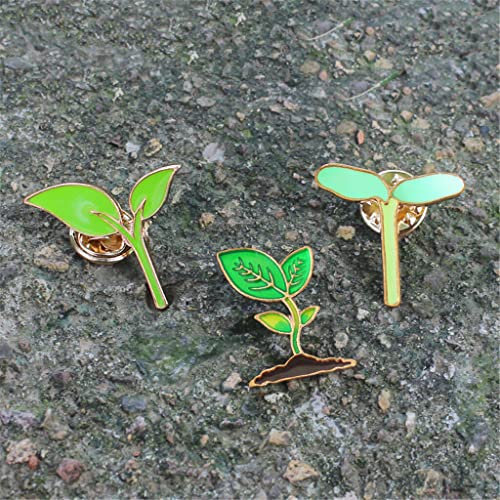 Generic Green Brooches Pin Set - Cute Leaves Bean Sprouts Enamel Pin Badge for Clothes Bags4