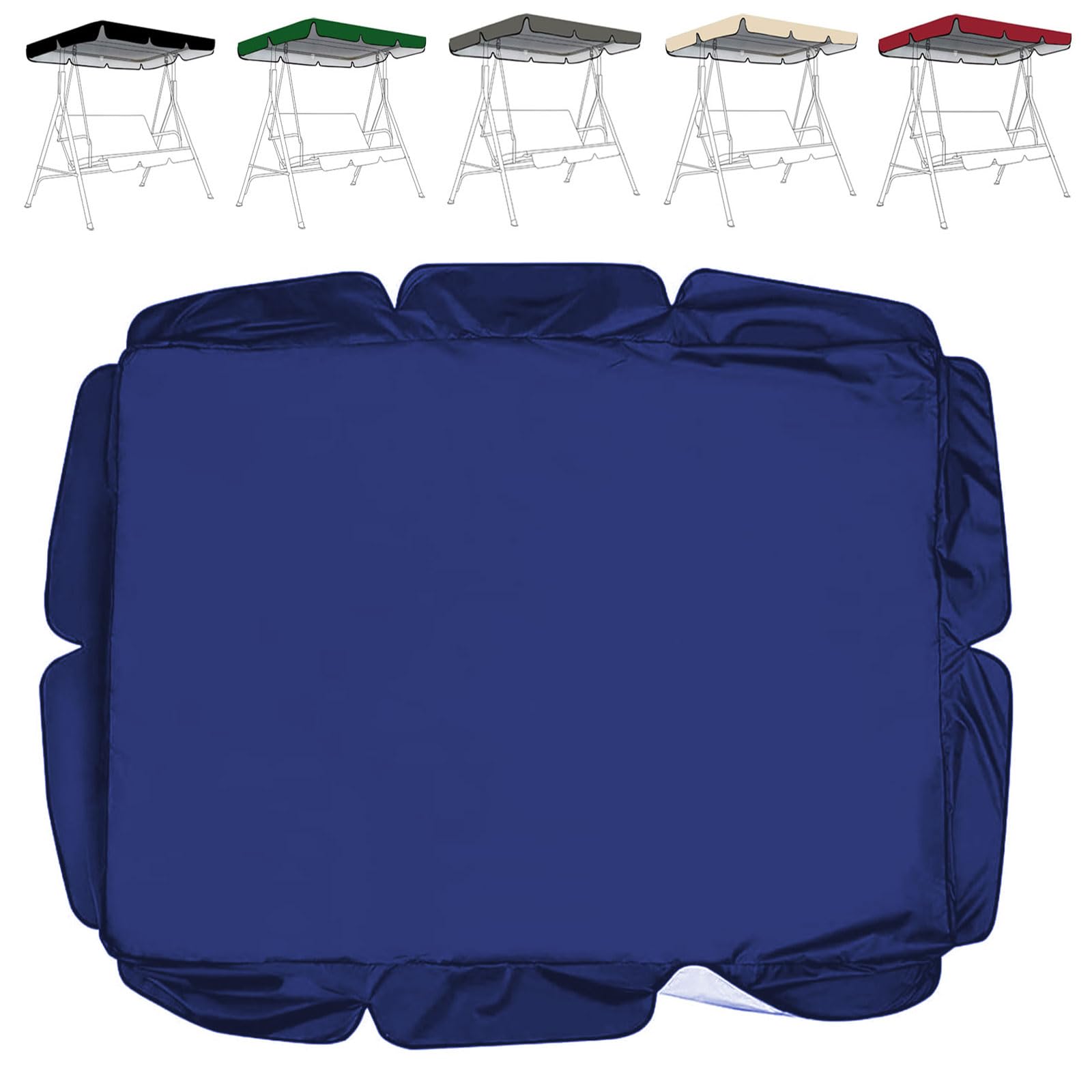 Replacement Swing Seat Canopy Waterproof Cover Silver Coated Polyester Outdoor Furniture Protector,Swing Chair Top Cover (Cover Only)(Size:98x73x7inch/249x185x18cm,Color:Blue)