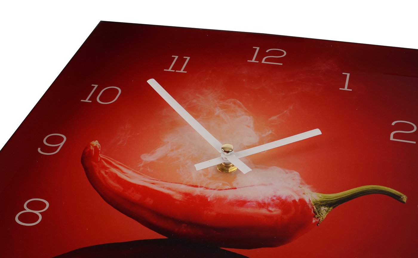 levandeo Wanduhr Alu-Dibond 30x30cm Uhr Alubild Küche Kräuter Gewürze Deko Küche Aluminium