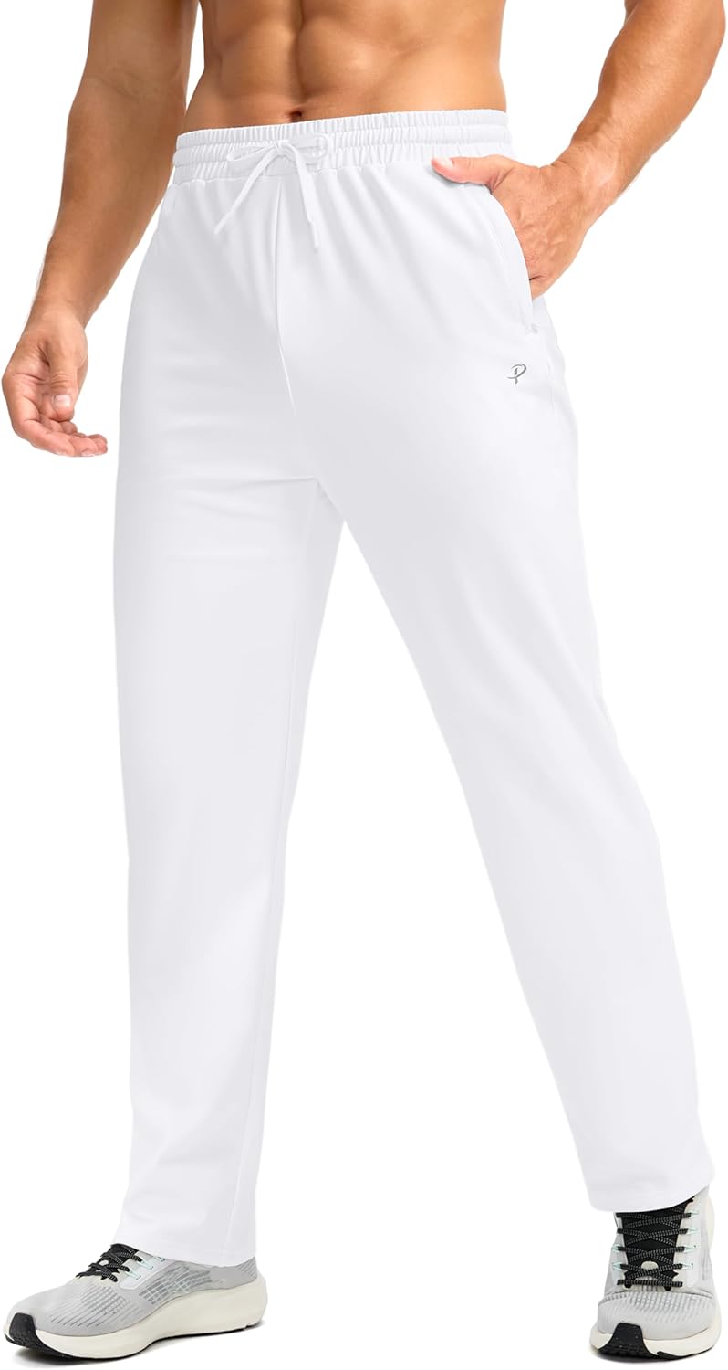 Pudolla Men's Fleece Lined Sweatpants with Zipper Pockets Winter Warm Water Resistant Athletic Pants for Workout Running