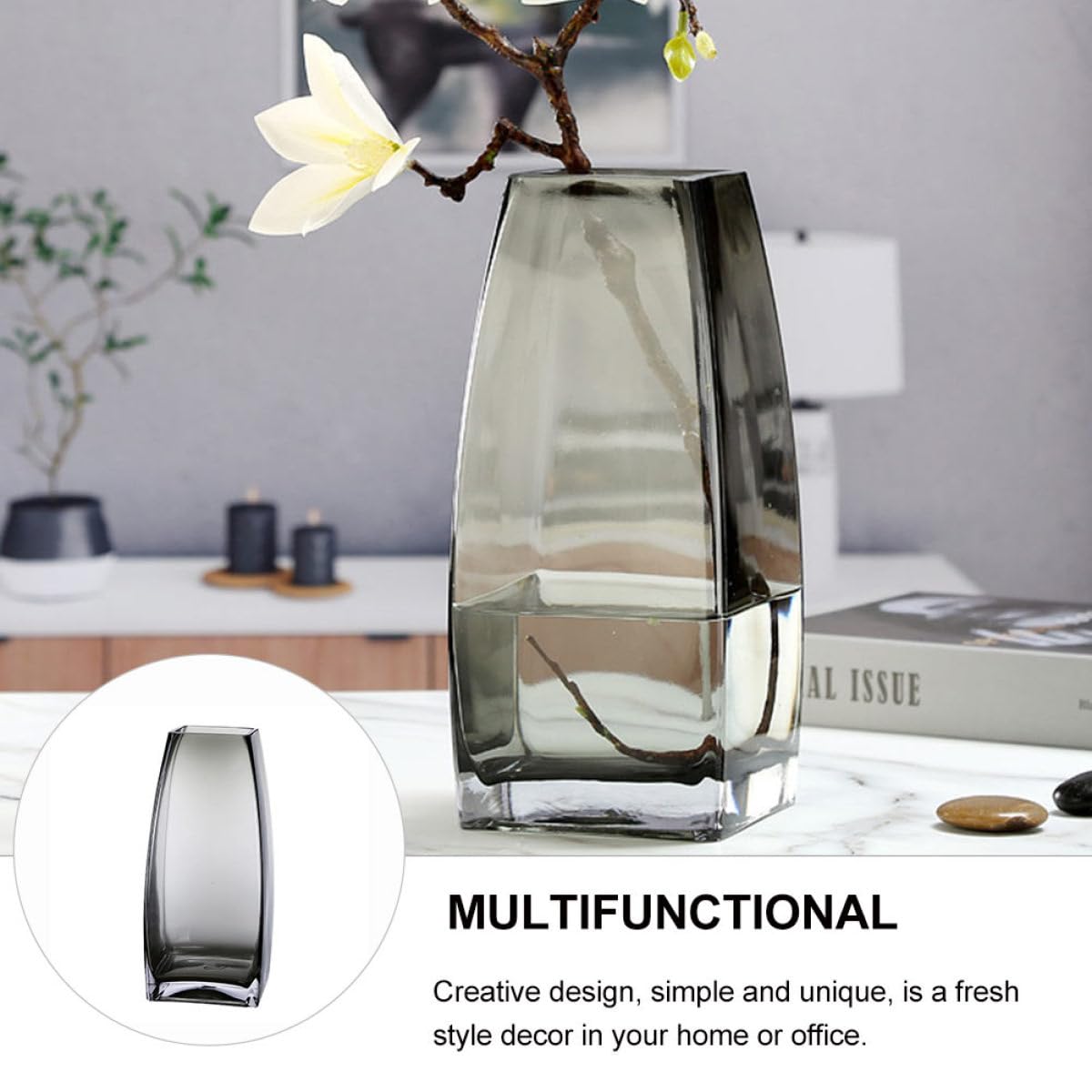 SHINEOFI Moderne Nordische Glasvase Transparent Tisch Glasblumenbehälter aus Glas Dekorative Aufbewahrungs und Hydroponikvase für Wohnzimmer und Wohndeko
