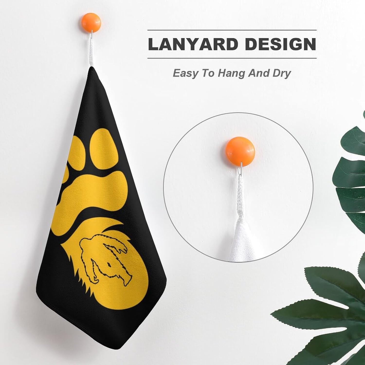 Bigfoot Footprint Hand Towels for Bathroom Kitchen Towels Small Towel Handkerchiefs with Hanging Loop 4PCS