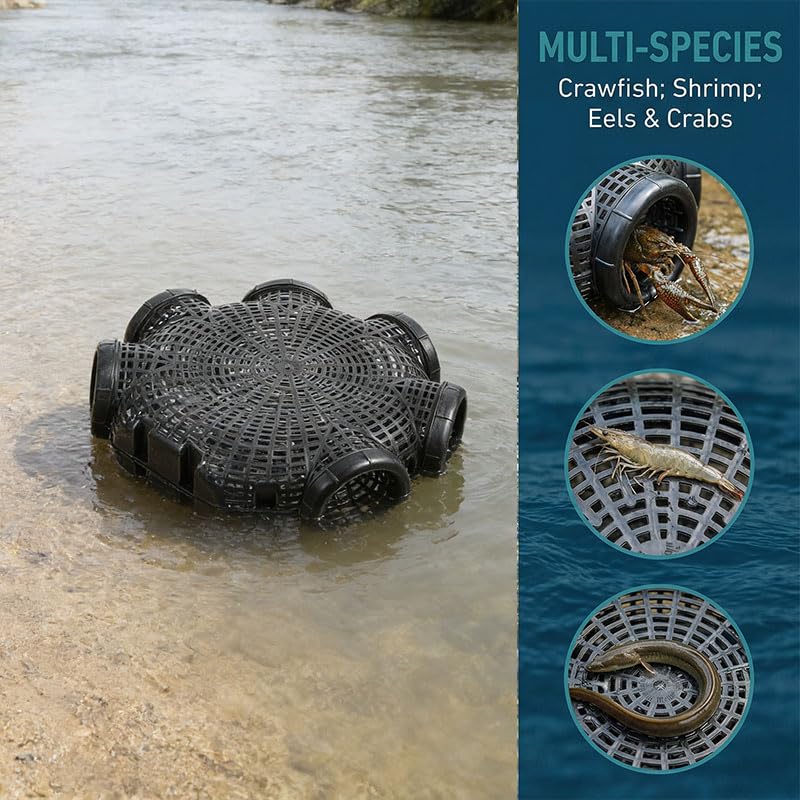 Toddmomy Reusable Crawfish Trap Cage Fish and Shrimp Fishing Trap Net Detachable Fishing Mesh for Freshwater and Saltwater for Catching Crab EEL Lobster 13.18 X 11.61 X 4.72 in : Sports & Outdoors