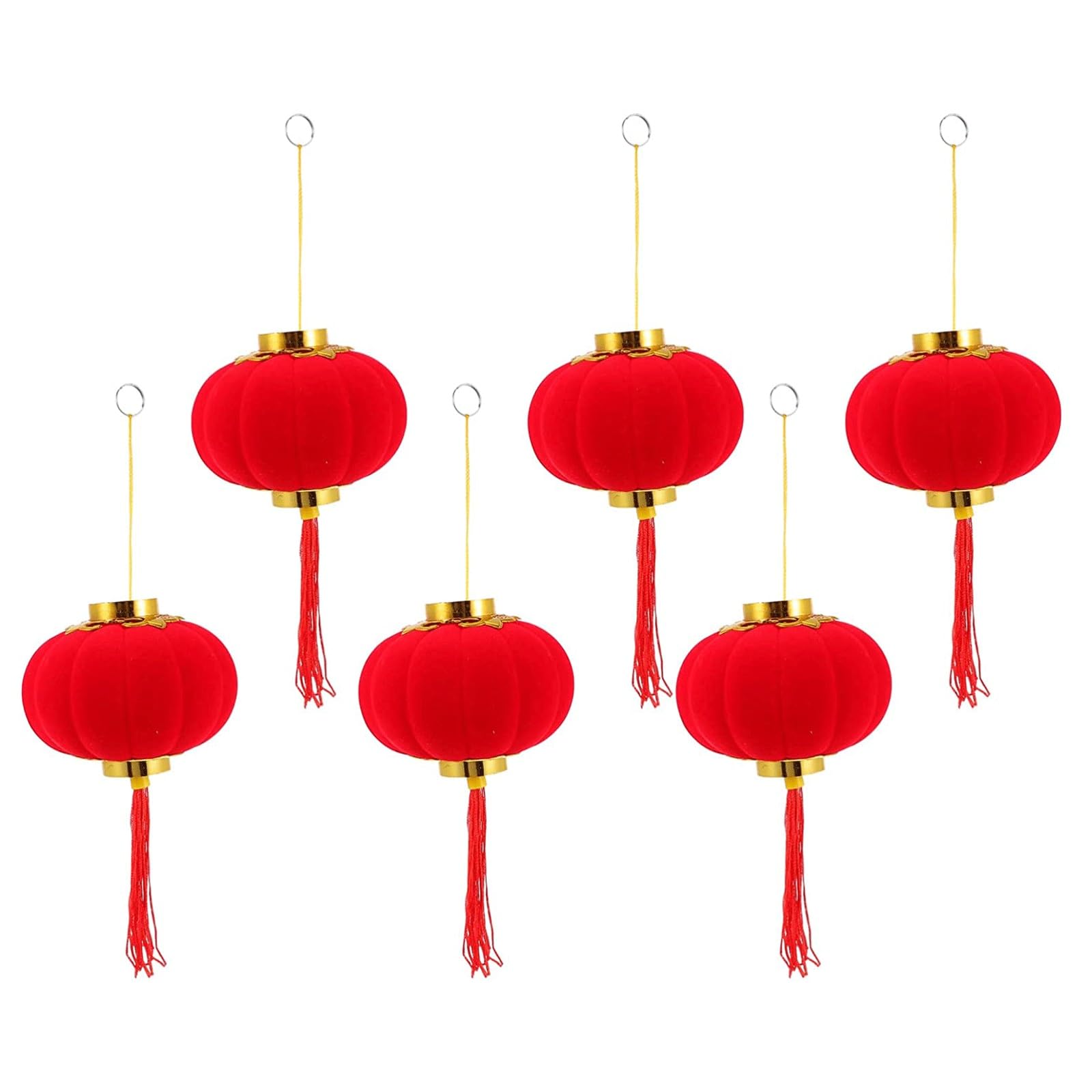 Asian lantern, 12 Pcs/6 Pcs Chinese Red Lanterns Lucky Mini Flocking Cloth Spring Festival Lunar New Year Celebration Hanging Decoration(11X9.5cm)