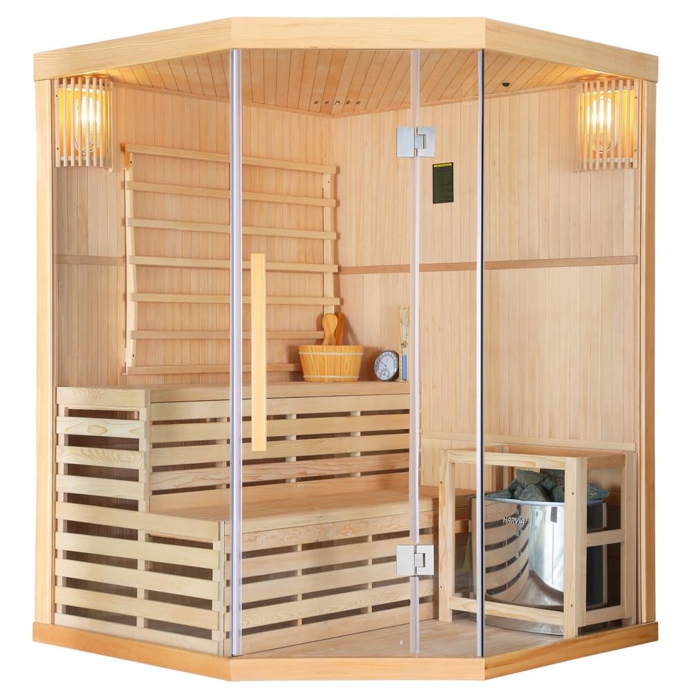 Bagno Italia Sauna Finlandese per 3 persone 150x150 cm in legno hemlock e vetro da 8mm
