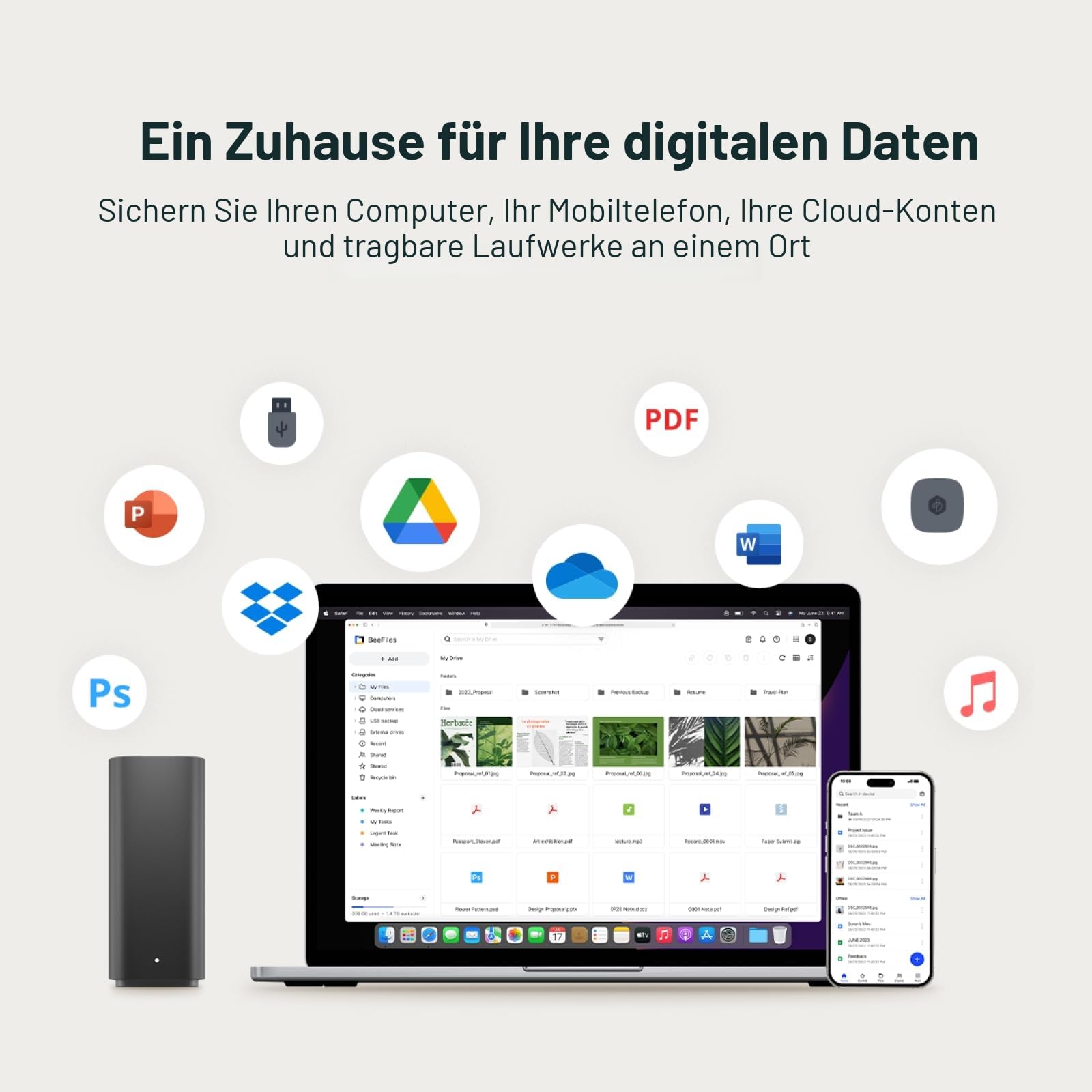 Synology BeeStation 4 TB, Private Cloud Storage, Schwarz