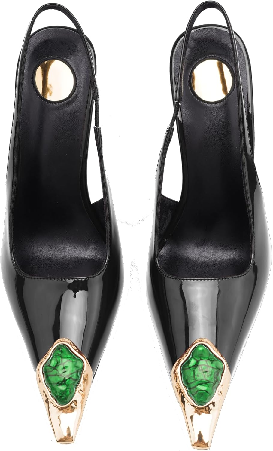 Women's Backless Mid Heel Pointed Toe High Heels,Slingback 4 Inch Heeled Sandals Dress Shoes - Image 6