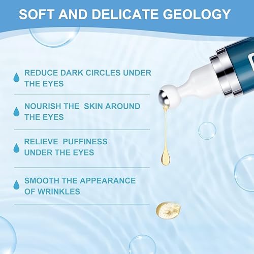 Miniatura 3 de Dongyu Suero de ojos con 5% de cafeína y crema para debajo de los ojos para ojeras e hinchazón, crema de ojos con cafeína con bola de masaje de 360