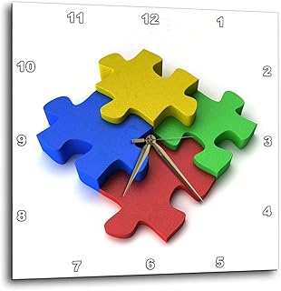 3dRose Colorful Puzzle Design Autism - Wall Clock, 10 by 10-Inch (DPP_154998_1)