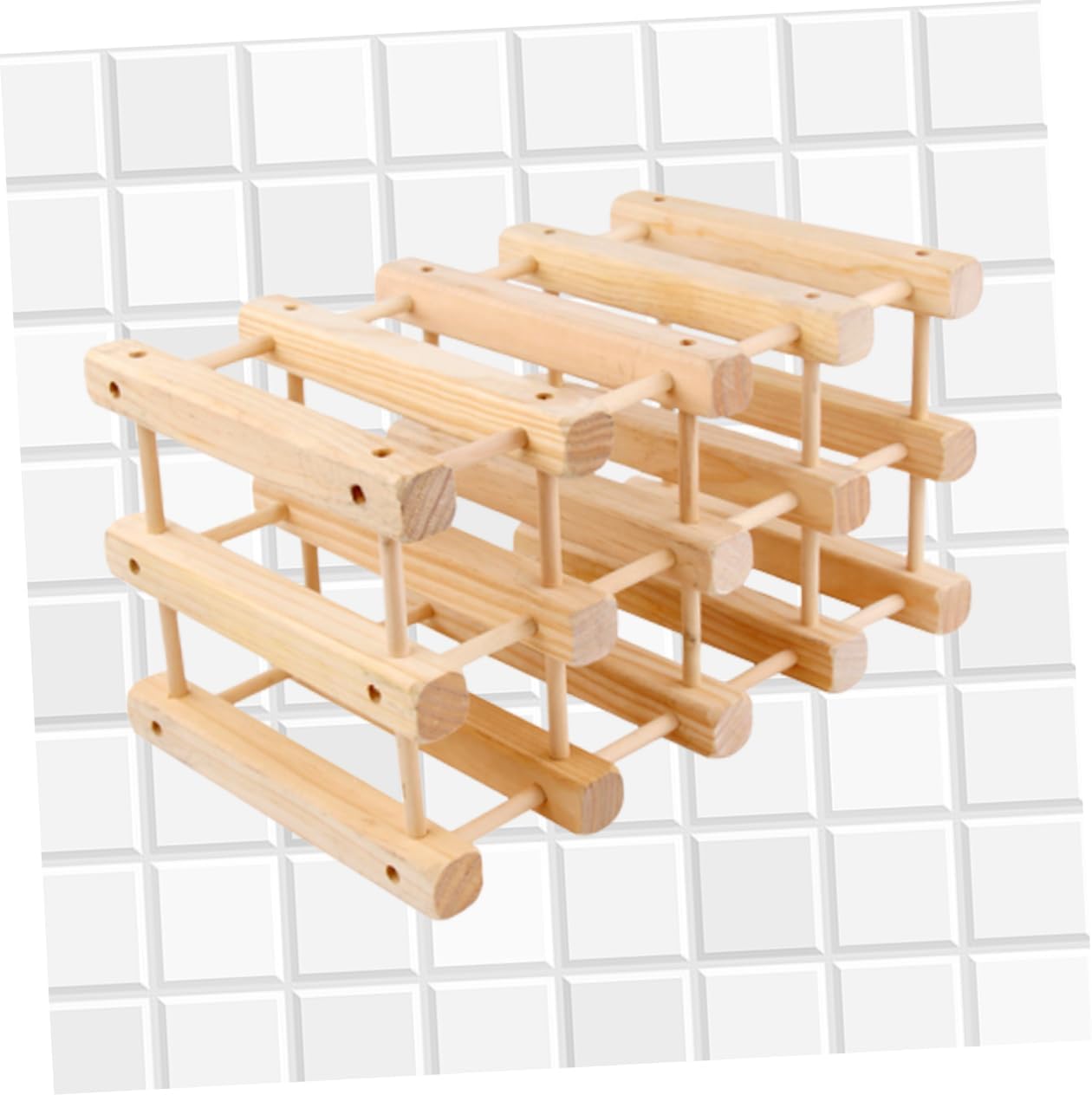 KICHOUSE Solid Wood Wine Rack for Bottles European Stand Horizontal Storage Organizer Space-Saving Wine Holder for Home Natural